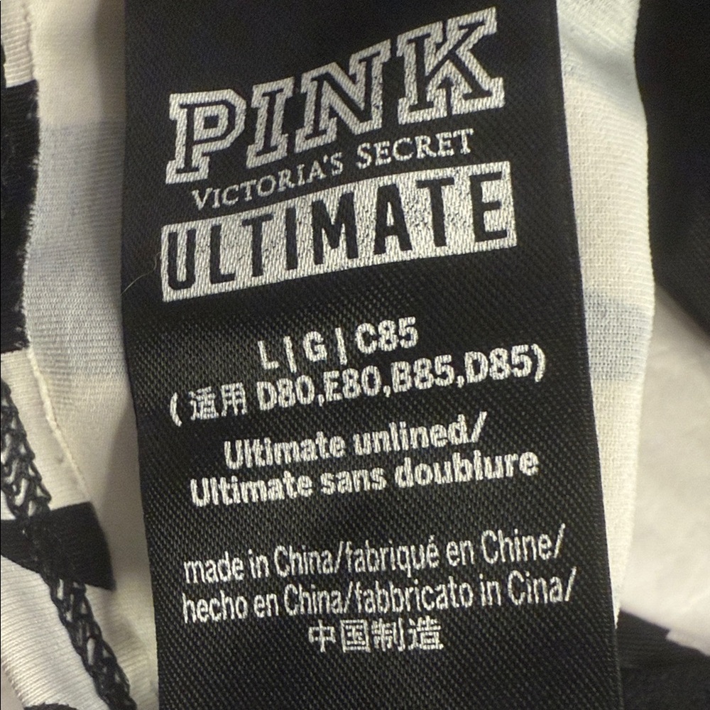 Victorias Secret PINK branded Black and White Bralette - Picture 2 of 3